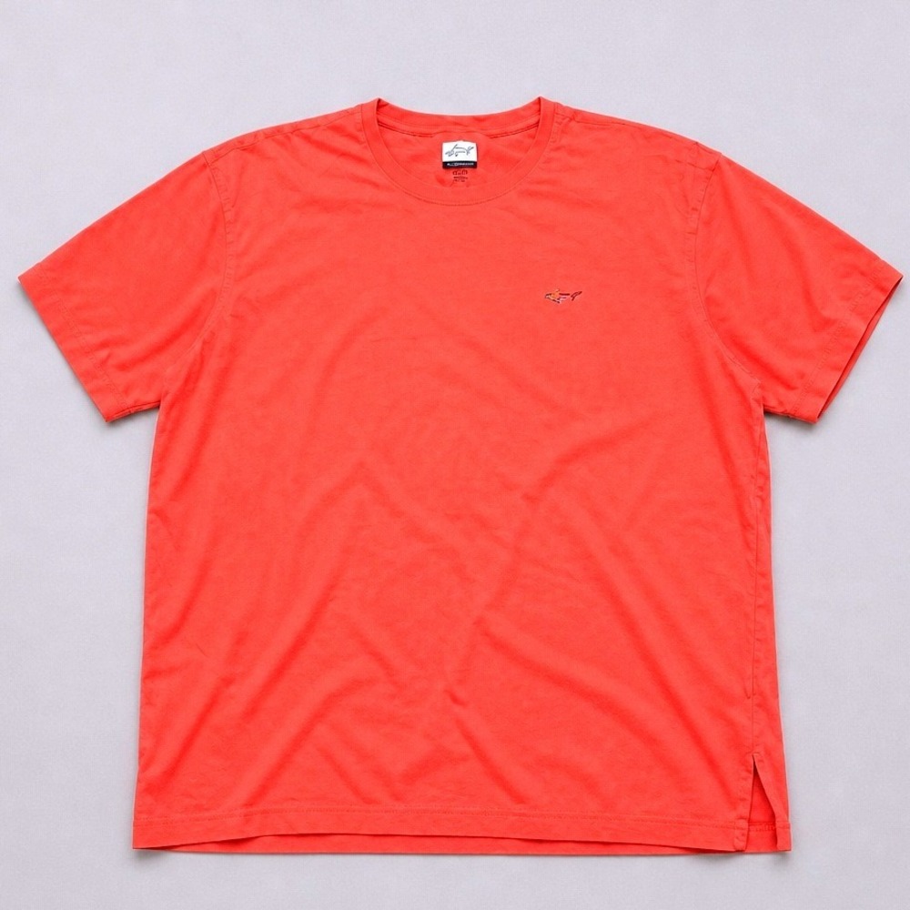Greg Norman T-Shirt Mens XXL Orange Excellent Embroidered Shark Logo Cotton Tee